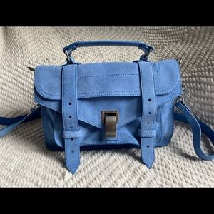 PROENZA SCHOULER PS1 Tiny Slate Blue Suede Satchel